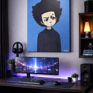 Huey Freeman Boondocks Inspired Anime Canvas Painting Hip Hop Street Outsider Ar